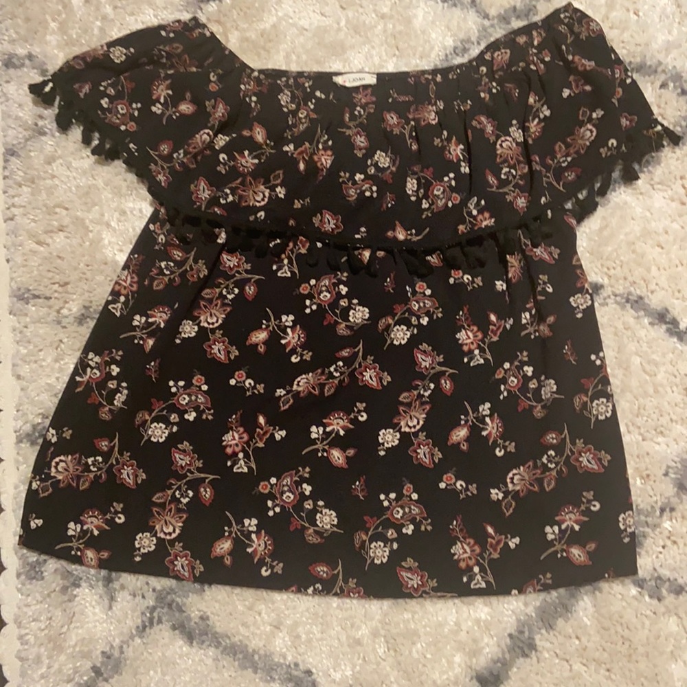 Black blouse with flowers